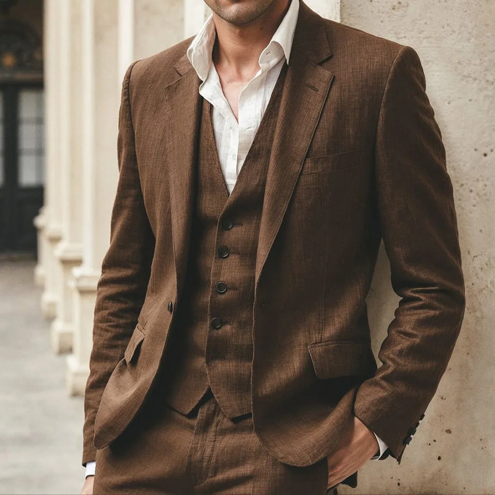 Men's Linen Suit 3 Piece Set Notch Lapel Breathable Single Breasted Slim Fit Comfortable Elegant Business Suit Casual Fashion Bl
Men's Linen Suit 3 Piece Set Notch Lapel Breathable Single Breasted Slim Fit Comfortable Elegant Business Suit Casual Fashion Bl