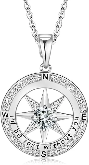 S925 Compass Necklace for Women Graduation Birthday Anniversary Wedding Gifts I'd be Lost without You(18K Gold/Rhodium)
S925 Compass Necklace for Women Graduation Birthday Anniversary Wedding Gifts I'd be Lost without You(18K Gold/Rhodium)