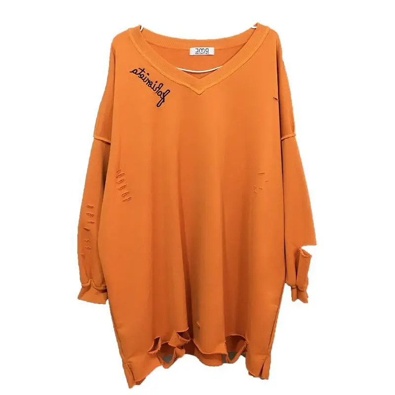 CNACNOO V Neck Hole Letter Embroidery Long Sleeve Pullover Tunic Top Female Casual Korean Streetwear Oversized Women Clothing
CNACNOO V Neck Hole Letter Embroidery Long Sleeve Pullover Tunic Top Female Casual Korean Streetwear Oversized Women Clothing