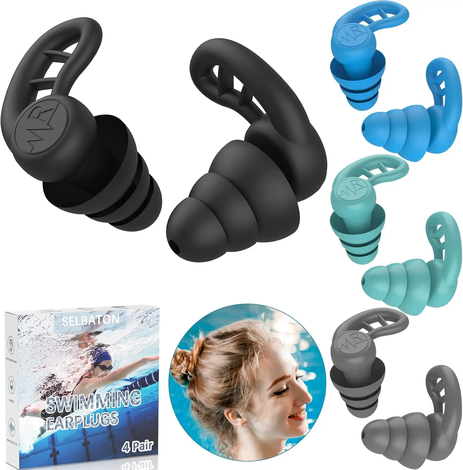 Swimming Ear Plugs for Adults, 4 Pairs Reusable Silicone Earplugs for Swimming Showering Snorkeling and Water Sports
Swimming Ear Plugs for Adults, 4 Pairs Reusable Silicone Earplugs for Swimming Showering Snorkeling and Water Sports