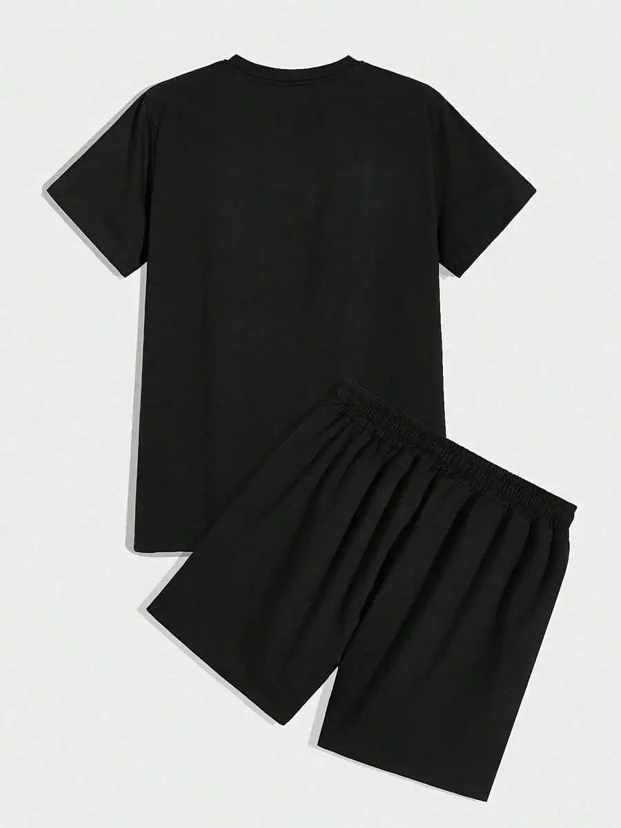 Mens Black Short Sleeve T-Shirt And Shorts Set Casual Summer Outfit
Mens Black Short Sleeve T-Shirt And Shorts Set Casual Summer Outfit