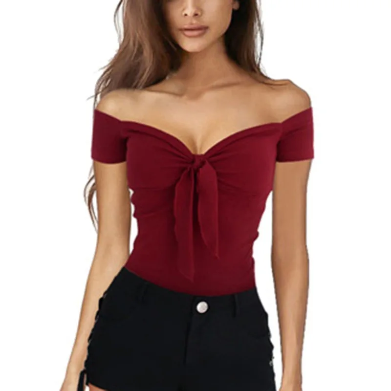 Women's Tee Summer Solid Color Basic Casual Short Sleeve V-neck Off Shoulder Tops Sexy Beach Party Slim Fit T-shirts Sweet Style 
Women's Tee Summer Solid Color Basic Casual Short Sleeve V-neck Off Shoulder Tops Sexy Beach Party Slim Fit T-shirts Sweet Style