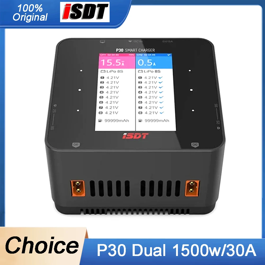 ISDT P30 1000WX2 30AX2двухканальный синхронный Bluetooth BattGo сбалансированной зарядкой и разрядкой литий-ионный интеллектуальный аккумулятор 1-8S
ISDT P30 1000WX2 30AX2двухканальный синхронный Bluetooth BattGo сбалансированной зарядкой и разрядкой литий-ионный интеллектуальный аккумулятор 1-8S