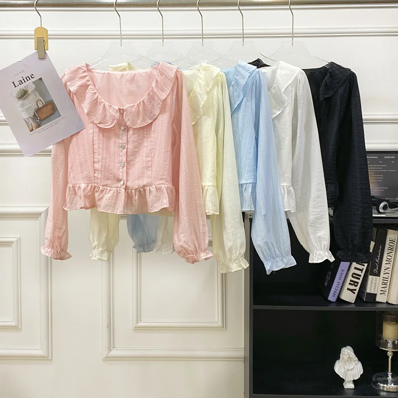 Ele ort Svel Korean Sle Women's irt with Ruffle Design And Doll Collar for Commuting Spring 2026 Faion
Ele ort Svel Korean Sle Women's irt with Ruffle Design And Doll Collar for Commuting Spring 2026 Faion