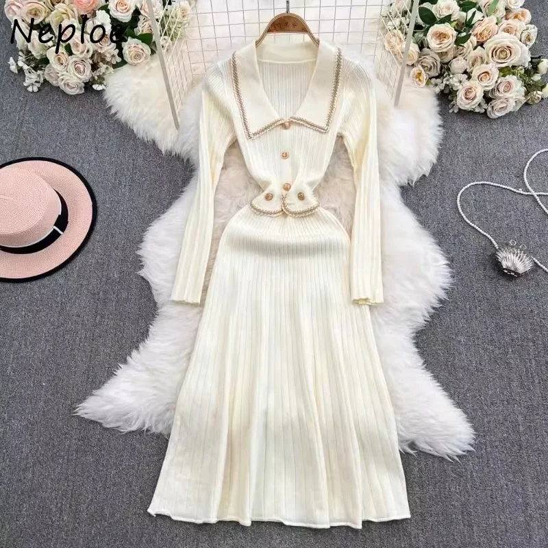 Neploe Нежное вязаное платье во французском стиле Femme 2200, осень-зима, трапециевидной формы с завязкой на талии, средней длины, с воротником Питера Пэна, милые платья
Neploe Нежное вязаное платье во французском стиле Femme 2200, осень-зима, трапециевидной формы с завязкой на талии, средней длины, с воротником Питера Пэна, милые платья
