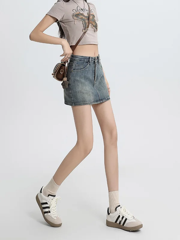 Sexy Spicy Short A-Line Denim Skirt High Waist Slimming Prevent Exposure Inner Women's Fashion Retro American Style
Sexy Spicy Short A-Line Denim Skirt High Waist Slimming Prevent Exposure Inner Women's Fashion Retro American Style