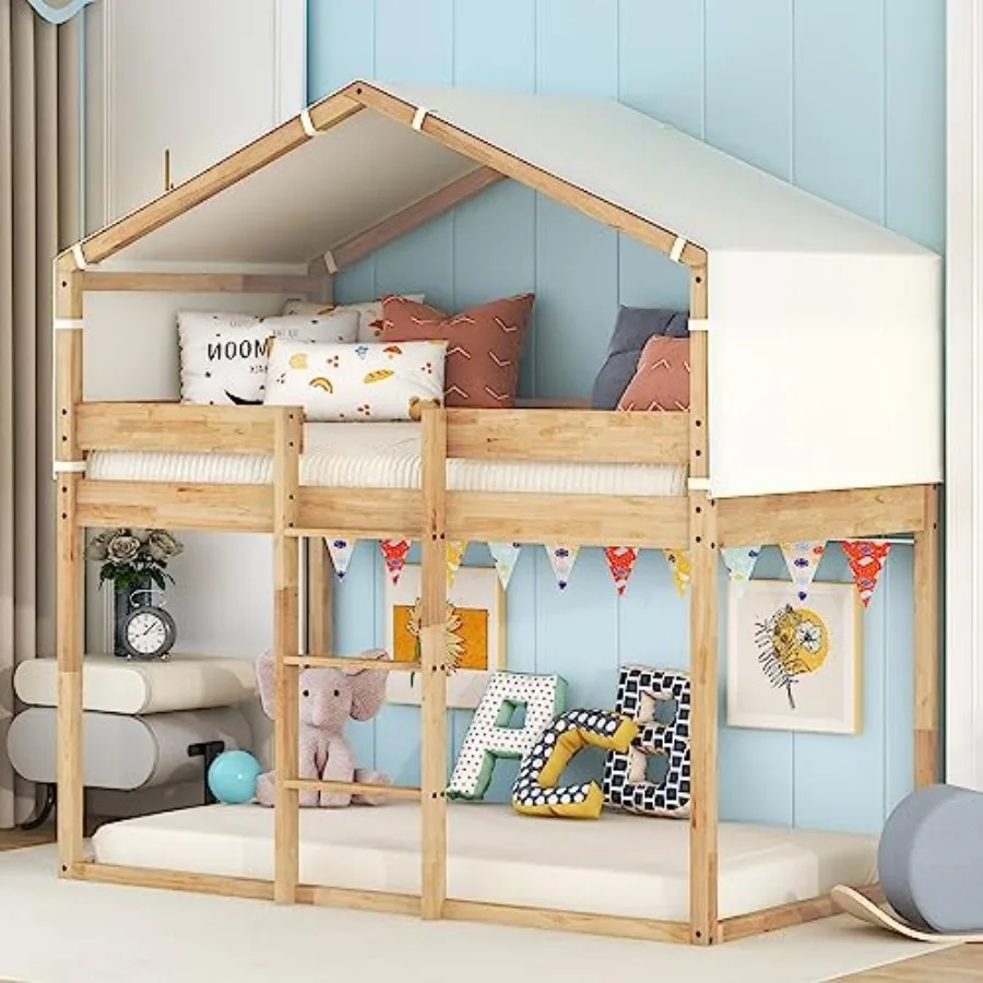 Twin Over Twin Bunk Bed with Tent Wood Frame Floor Bunk Bed for Girls Boys Twin Size Natural Space-Saving Sleeping Solution for
Twin Over Twin Bunk Bed with Tent Wood Frame Floor Bunk Bed for Girls Boys Twin Size Natural Space-Saving Sleeping Solution for