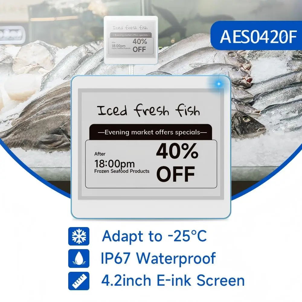Top 4.2 inches Freezer Mobile App controlled Eink Epaper Digital DIY E ink Price Tag ESL Electronic Shelf Label for Supermarket 
Top 4.2 inches Freezer Mobile App controlled Eink Epaper Digital DIY E ink Price Tag ESL Electronic Shelf Label for Supermarket