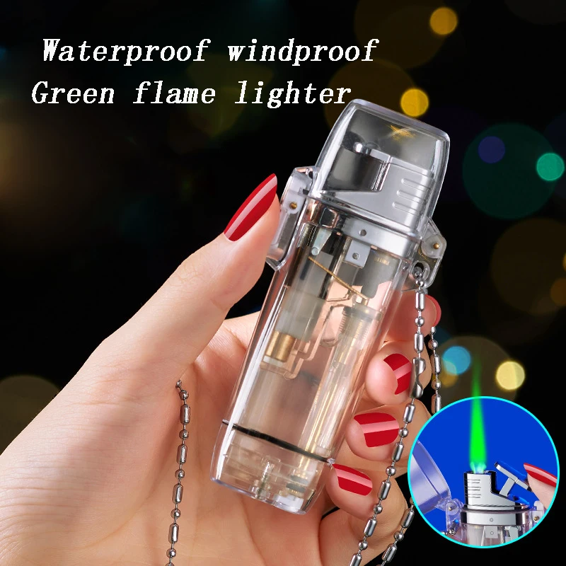 New Transparent Waterproof Green Flame Lighter Straight To The Windproof Creative Chain Hanging Accessories Men's Cigarette Gift
New Transparent Waterproof Green Flame Lighter Straight To The Windproof Creative Chain Hanging Accessories Men's Cigarette Gift