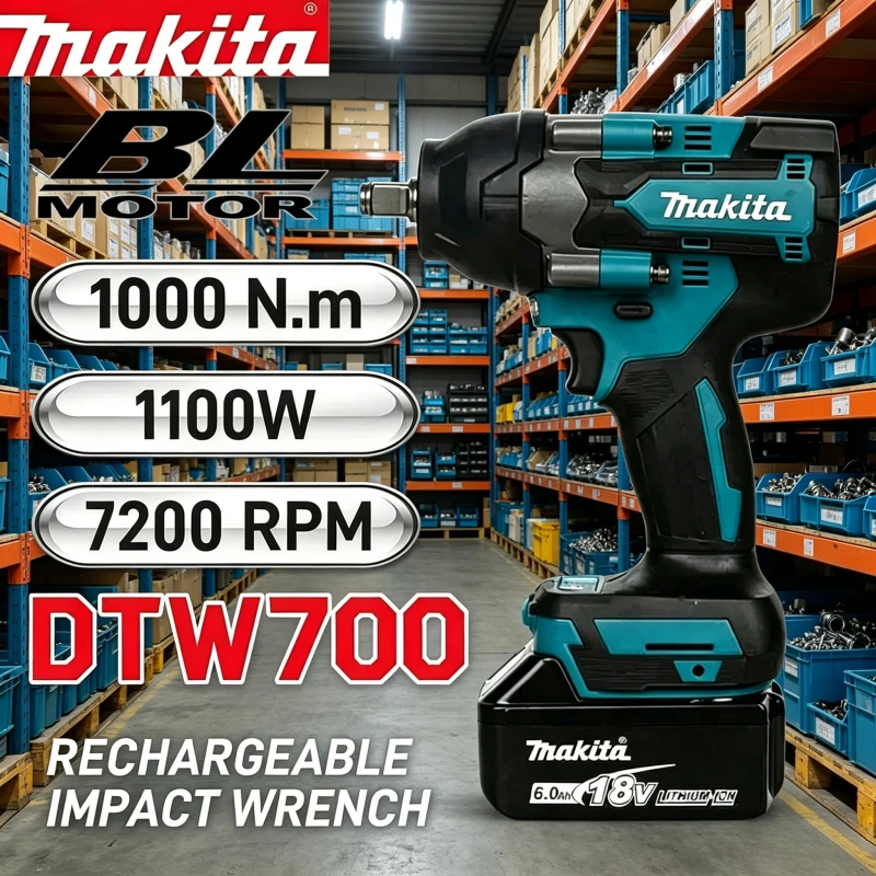 Makita DTW700 Cordless Drill Screwdriver, Brushless Large Torque Wrench Tool Electric Wrench Power Tool.
Makita DTW700 Cordless Drill Screwdriver, Brushless Large Torque Wrench Tool Electric Wrench Power Tool.