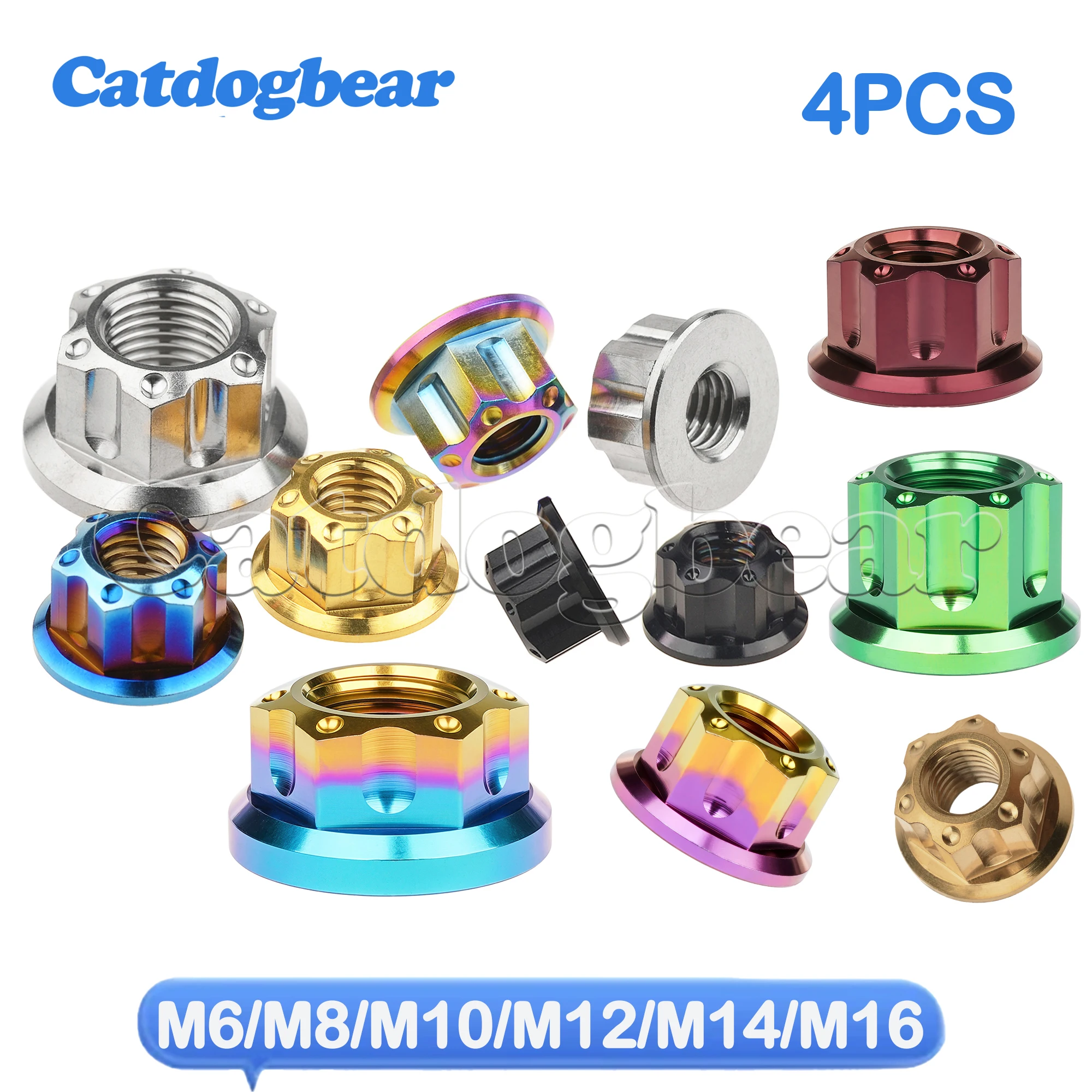 Catdogbear 4Pcs M6/M8/M10/M12/M14/M16 Titanium Nut Torx Flange Hexagon Nuts for Motorcycle Rear Axle
Catdogbear 4Pcs M6/M8/M10/M12/M14/M16 Titanium Nut Torx Flange Hexagon Nuts for Motorcycle Rear Axle