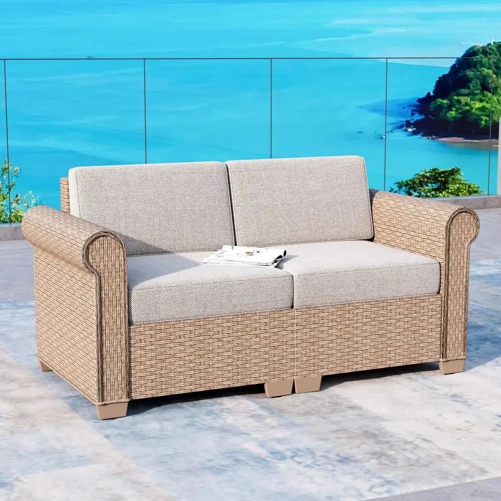Patio Rattan loveseat, 2Seat Wicker Rattan Sofa with 5.5 Thick Waterproof Cushions, All Weather Outdoor Conversation Set for La
Patio Rattan loveseat, 2Seat Wicker Rattan Sofa with 5.5 Thick Waterproof Cushions, All Weather Outdoor Conversation Set for La