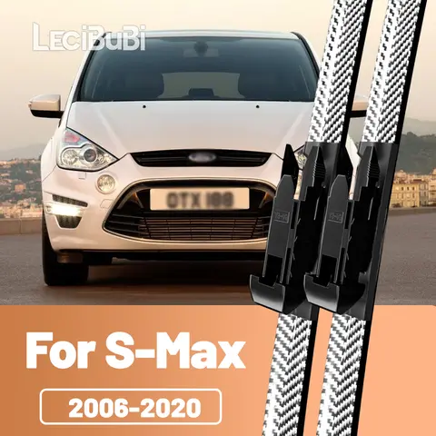 2pcs Front Windshield Windscreen Wiper Blades Carbon Fibre Wipers For Ford S-Max SMax S Max 2006-2020 2010 2013 2014 2015 2016