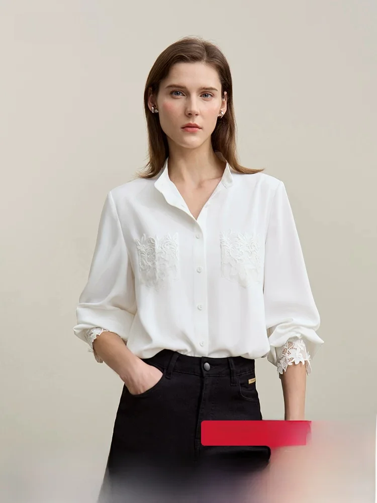 Ele Commuter Sle Stand Collar Lace ket Chiffon Top Women's Loose Fit Long Sve Casual irt Spring New Arrival
Ele Commuter Sle Stand Collar Lace ket Chiffon Top Women's Loose Fit Long Sve Casual irt Spring New Arrival