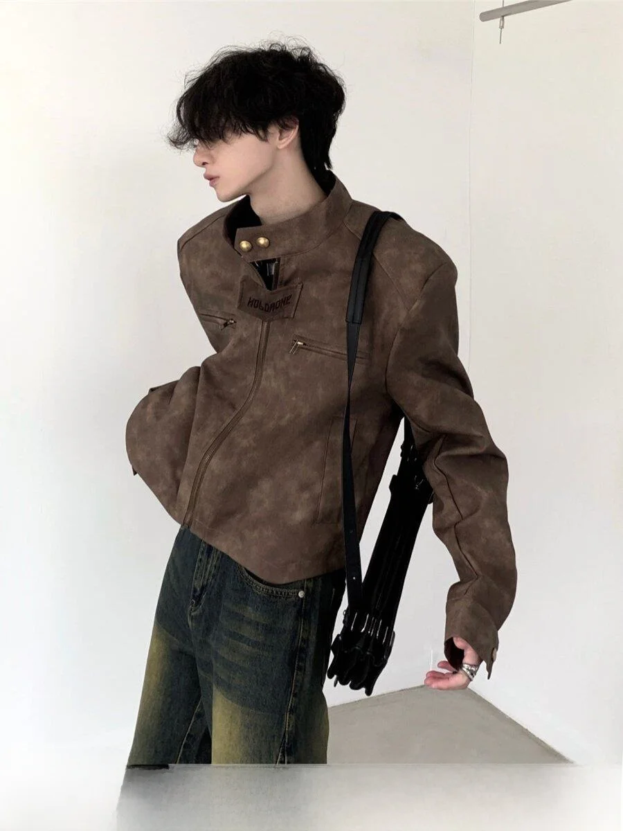 Retro American Brown Leather Jacket Men's Short Padded Shoulder Motorcycle Coat Vintage Style Youth Culture Fashion
Retro American Brown Leather Jacket Men's Short Padded Shoulder Motorcycle Coat Vintage Style Youth Culture Fashion