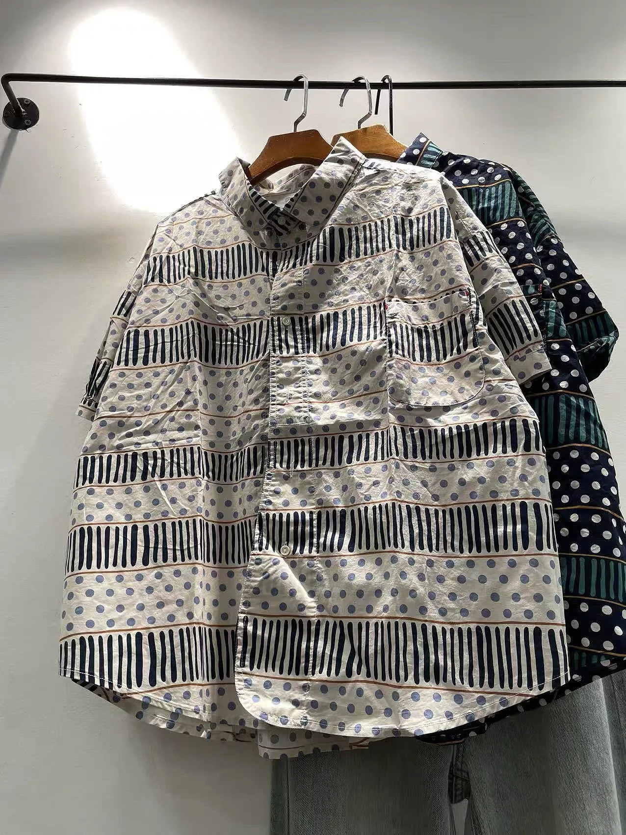 2026 Oversized Pure Cotton Shirt for Women Summer Retro Geometric Line Dot Print Lapel Collar Blouse Loose Short Sleeve Holiday
2026 Oversized Pure Cotton Shirt for Women Summer Retro Geometric Line Dot Print Lapel Collar Blouse Loose Short Sleeve Holiday