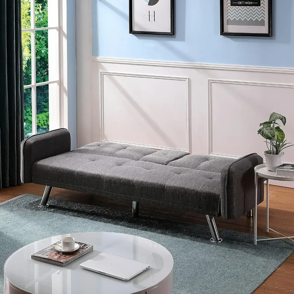 Convertible Folding Double Sofa Bed with 2 Cup Holders, Adjustable Backrest, Living Room Home Furniture, Dark Grey
Convertible Folding Double Sofa Bed with 2 Cup Holders, Adjustable Backrest, Living Room Home Furniture, Dark Grey