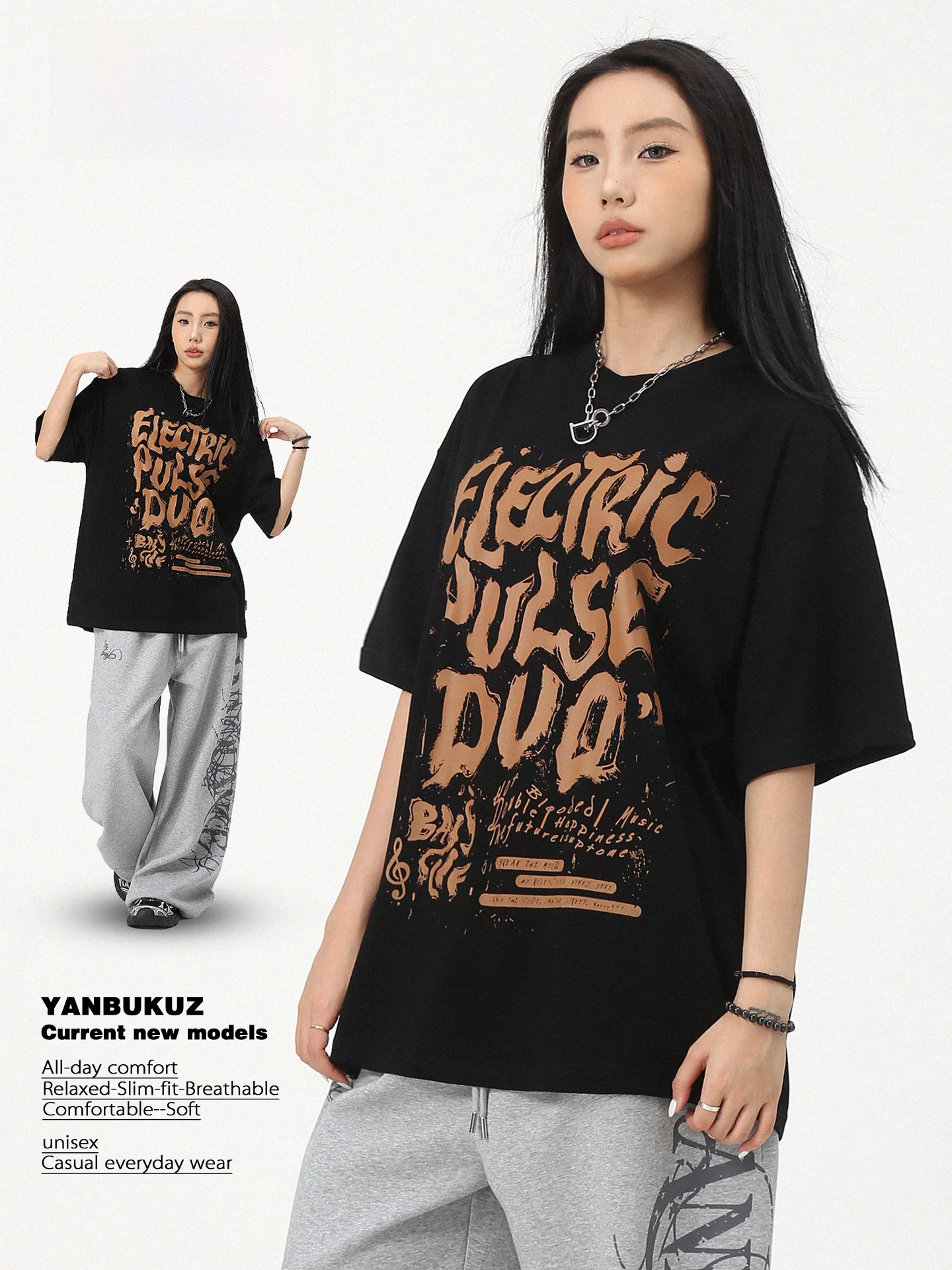 YBKZ Street Dance Hip Hop Loose Fit Short Sleeve T-Shirt Women's Summer Cotton round Neck Printed Tee Casual Trendy Brand
YBKZ Street Dance Hip Hop Loose Fit Short Sleeve T-Shirt Women's Summer Cotton round Neck Printed Tee Casual Trendy Brand