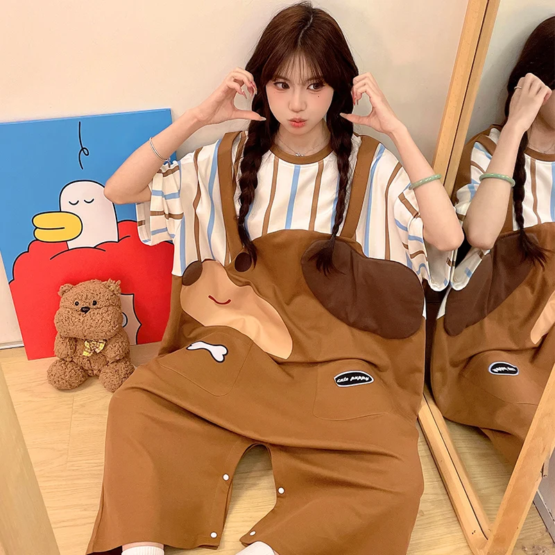 Korean Summer Women Sleepwear Cartoon Bear Female Nightgown Loose Short-Sleeve Sleep Onesie Kawaii Anime Pajamas Girl Nightgown
Korean Summer Women Sleepwear Cartoon Bear Female Nightgown Loose Short-Sleeve Sleep Onesie Kawaii Anime Pajamas Girl Nightgown