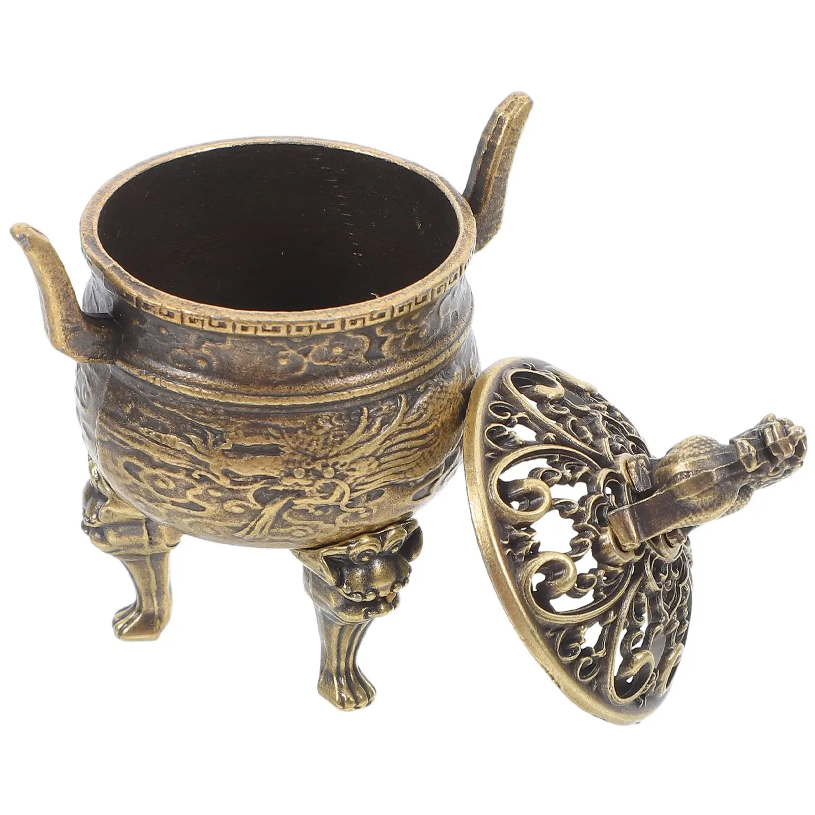 Vintage 3-Legged Copper Incense Burner Elegant Design Floral Carvings Home Office Decor Chinese Style Aromatic
Vintage 3-Legged Copper Incense Burner Elegant Design Floral Carvings Home Office Decor Chinese Style Aromatic