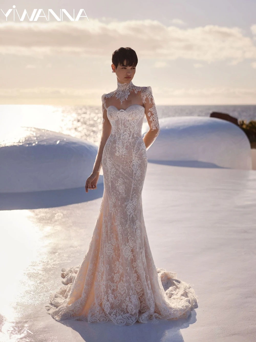 Stunning Elegant Lace Mermaid Wedding Dress With Detachable Top High Collar Long Sleeve Bridal Gown Customized Dresses For Bride
Stunning Elegant Lace Mermaid Wedding Dress With Detachable Top High Collar Long Sleeve Bridal Gown Customized Dresses For Bride