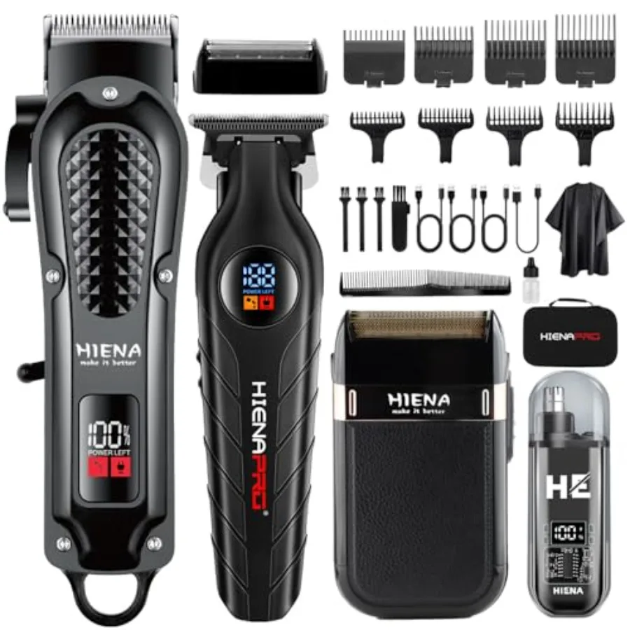 Professional Cordless Hair Clippers for Men Beard Trimmer and Elecatric Shaver and Nose Hair Trimmer Set Rechargeable Barber Ha
Professional Cordless Hair Clippers for Men Beard Trimmer and Elecatric Shaver and Nose Hair Trimmer Set Rechargeable Barber Ha