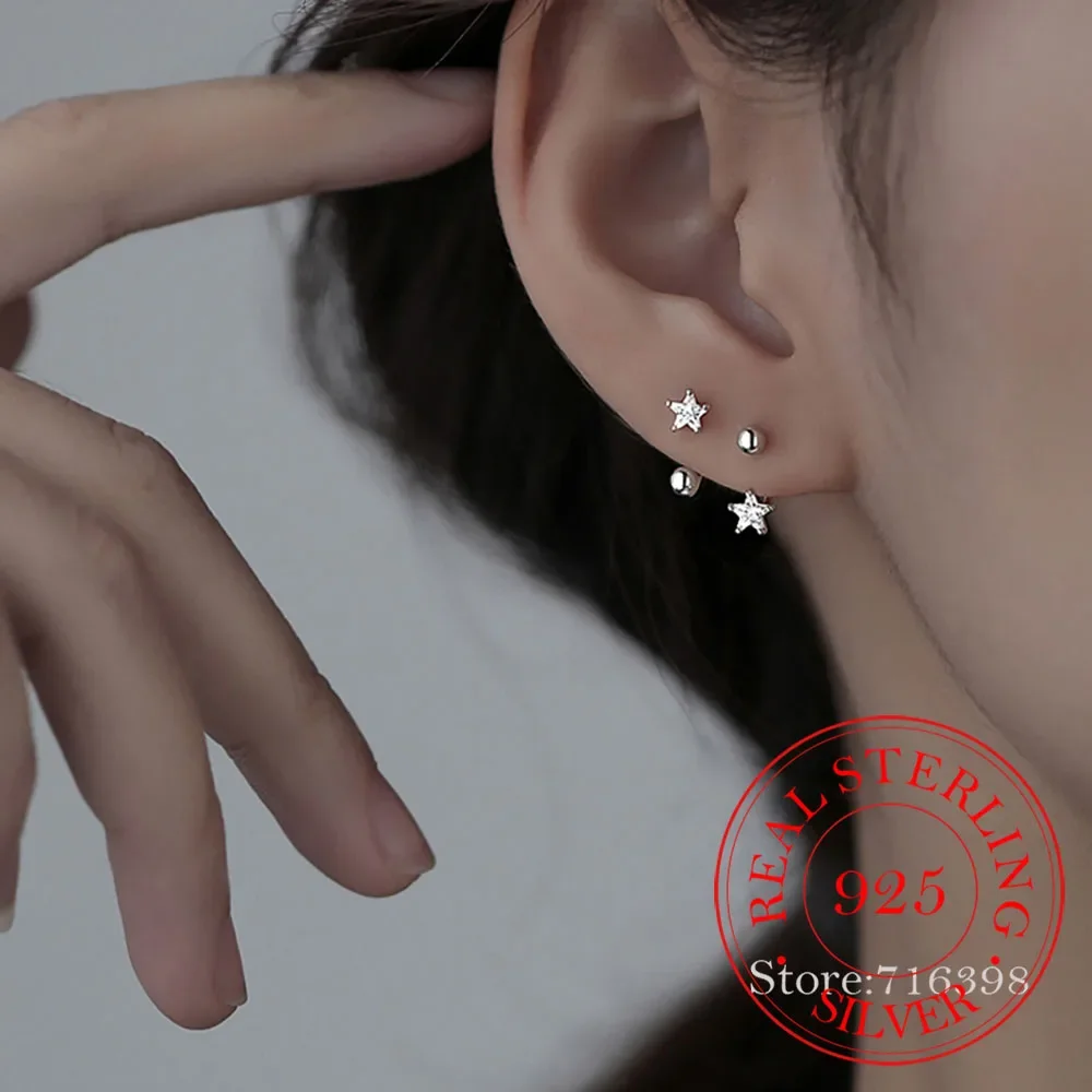 Original 925 Sterling Silver Crystal star screw stud Earrings For Women Girls Wedding Party Jewelry Gift Female Pendientes
Original 925 Sterling Silver Crystal star screw stud Earrings For Women Girls Wedding Party Jewelry Gift Female Pendientes
