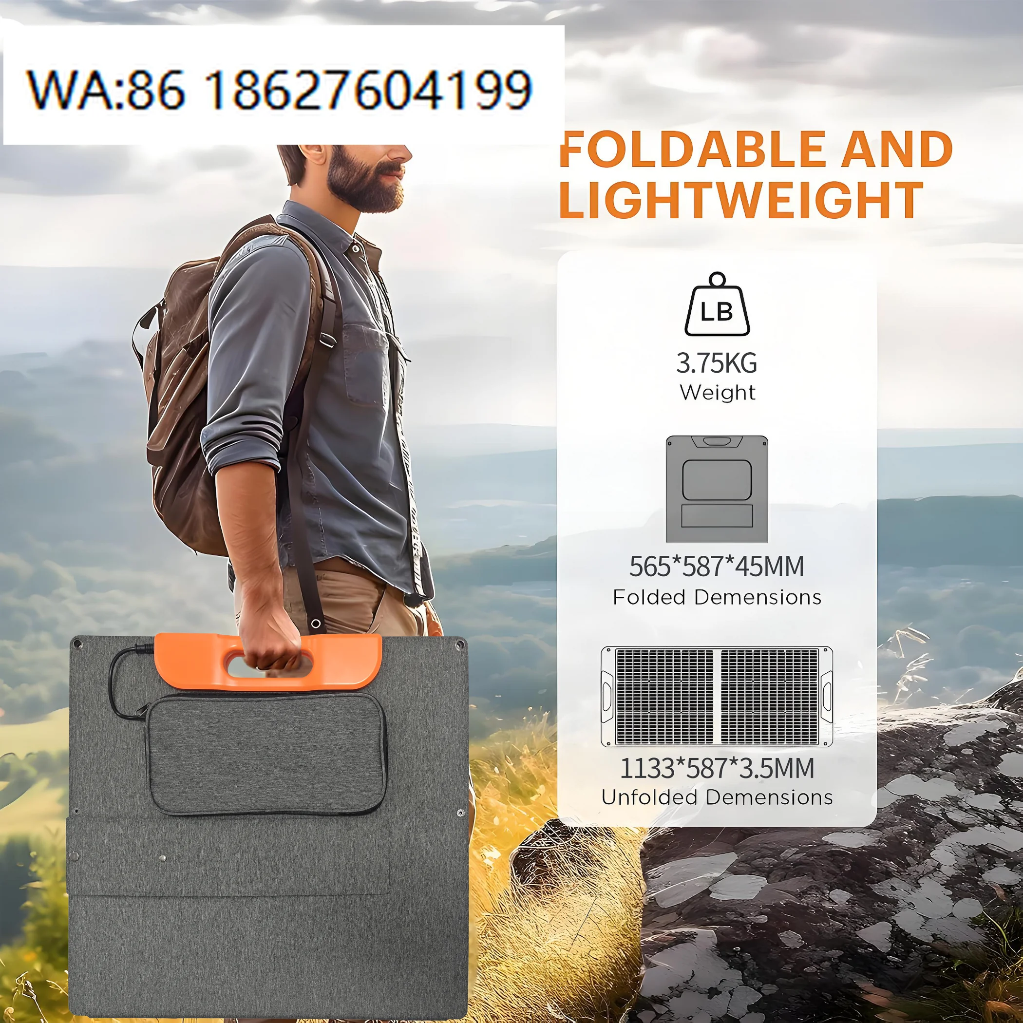 Portable 110W Folding Solar Bag, High Efficiency Waterproof ETFE, Camping RV Off Grid Charger
Portable 110W Folding Solar Bag, High Efficiency Waterproof ETFE, Camping RV Off Grid Charger