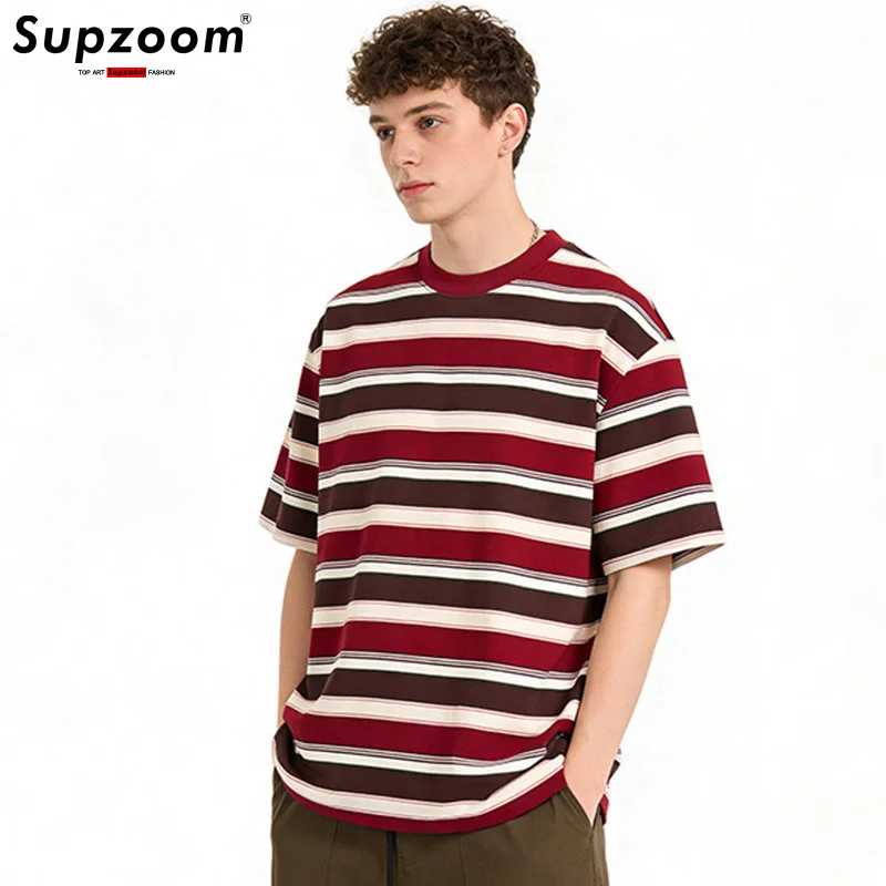 Supzoom New Arrival Summer Stripe High Street Neutral O-neck Casual Heavy Texture Cotton Ins Loose Men T shirt
Supzoom New Arrival Summer Stripe High Street Neutral O-neck Casual Heavy Texture Cotton Ins Loose Men T shirt