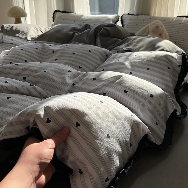 Ins Heart Bedding Sets 2025 New Ruffles Soft Bed Flat Sheet Pillowcase Adult Single Twin Full Queen Size Duvet Cover Sets
Ins Heart Bedding Sets 2025 New Ruffles Soft Bed Flat Sheet Pillowcase Adult Single Twin Full Queen Size Duvet Cover Sets