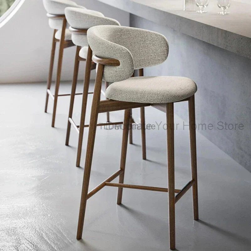 Nordic Light Luxury Solid Wood Bar Chairs Modern Home Kitchen High Bar Stools Designer Fabric Backrest Stools for Bar Furniture
Nordic Light Luxury Solid Wood Bar Chairs Modern Home Kitchen High Bar Stools Designer Fabric Backrest Stools for Bar Furniture