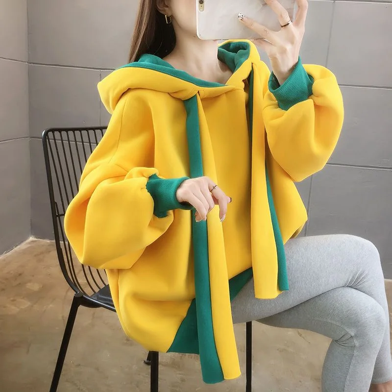 Fashion Leisure Hooded Female Sweatershirts Autumn Winter Thicken Ladies Hoodies Design sense Color Collision Women Sweatshirt
Fashion Leisure Hooded Female Sweatershirts Autumn Winter Thicken Ladies Hoodies Design sense Color Collision Women Sweatshirt