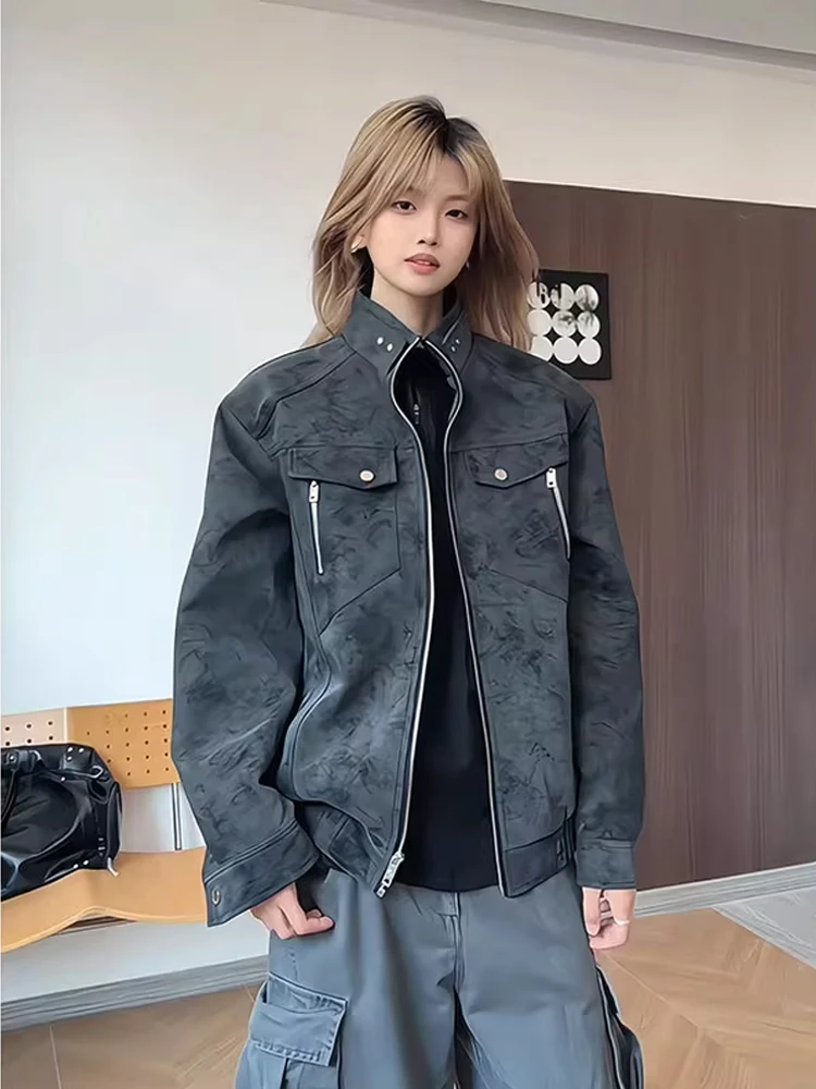 American Dyed PU Leather Jaet Men's ort Sle Stand Collar Motorcycle Baseball Workwear Outerwear Autumn Season
American Dyed PU Leather Jaet Men's ort Sle Stand Collar Motorcycle Baseball Workwear Outerwear Autumn Season