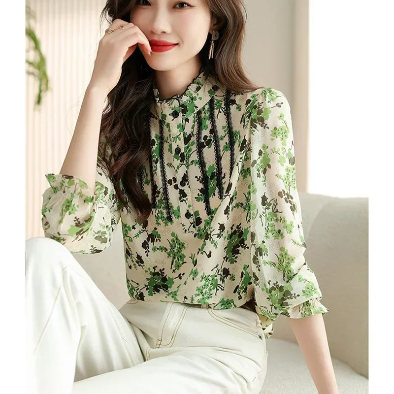 Ruffled Edge Long Sleeve Floral Chiffon Shirt for Women's Spring Autumn New Fashionable Youthful Beautiful Temperament Shirt Top
Ruffled Edge Long Sleeve Floral Chiffon Shirt for Women's Spring Autumn New Fashionable Youthful Beautiful Temperament Shirt Top