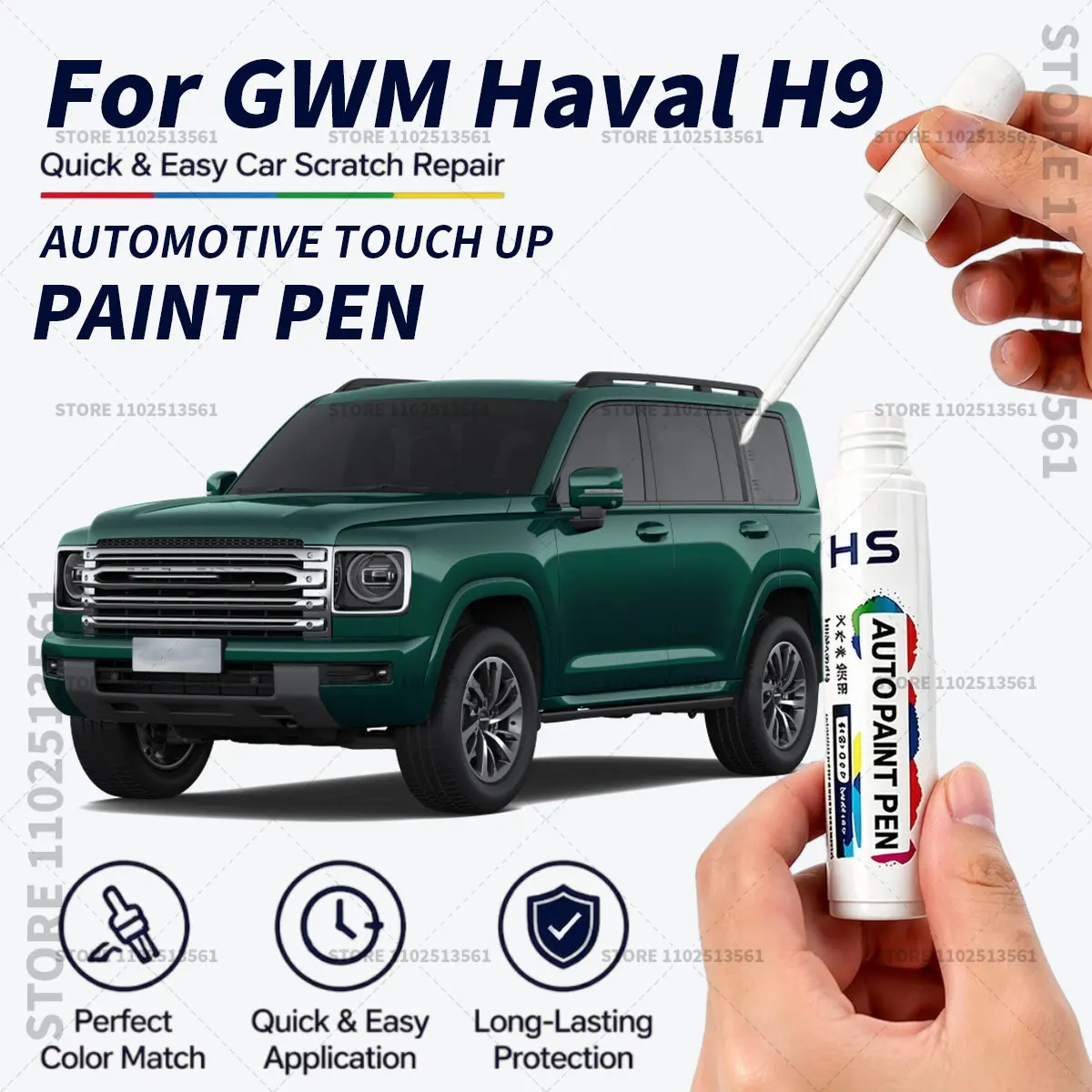 For GWM Haval H9 Car Touch Up Paint Pen Scratch Chip Repair Paint Ayers grey Crystal black White Forest Green Silver
For GWM Haval H9 Car Touch Up Paint Pen Scratch Chip Repair Paint Ayers grey Crystal black White Forest Green Silver