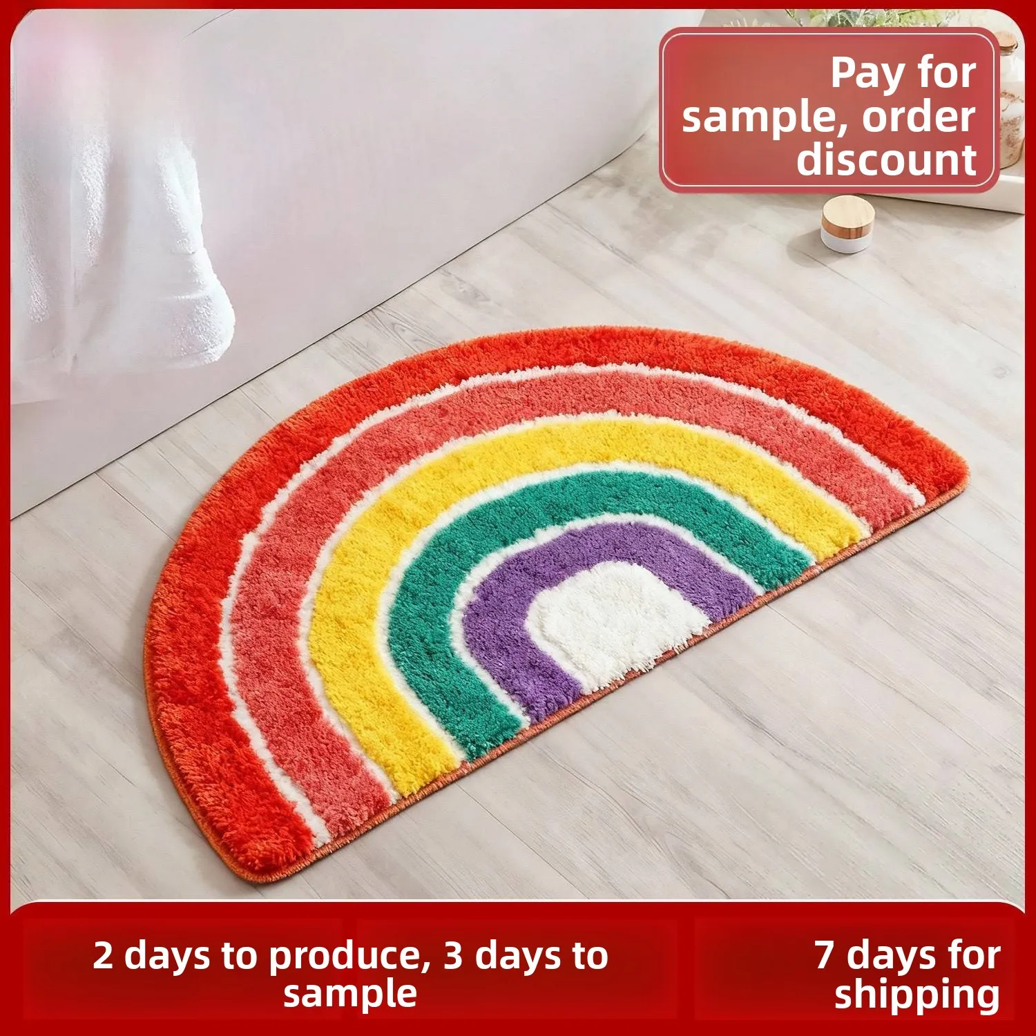 Modern Style Semi-Circular Rainbow Cartoon Door Mat Bathroom Decorative Non-Slip Water Absorbent Carpet Home Utility Mat
Modern Style Semi-Circular Rainbow Cartoon Door Mat Bathroom Decorative Non-Slip Water Absorbent Carpet Home Utility Mat