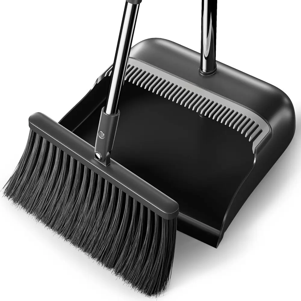 Broom with Dustpan Combo Set, 52 Long Handle Standing Dustpan Set, Upright Dustpan with Cleaning Teeth, Indoor Outdoor Home, Off
Broom with Dustpan Combo Set, 52 Long Handle Standing Dustpan Set, Upright Dustpan with Cleaning Teeth, Indoor Outdoor Home, Off