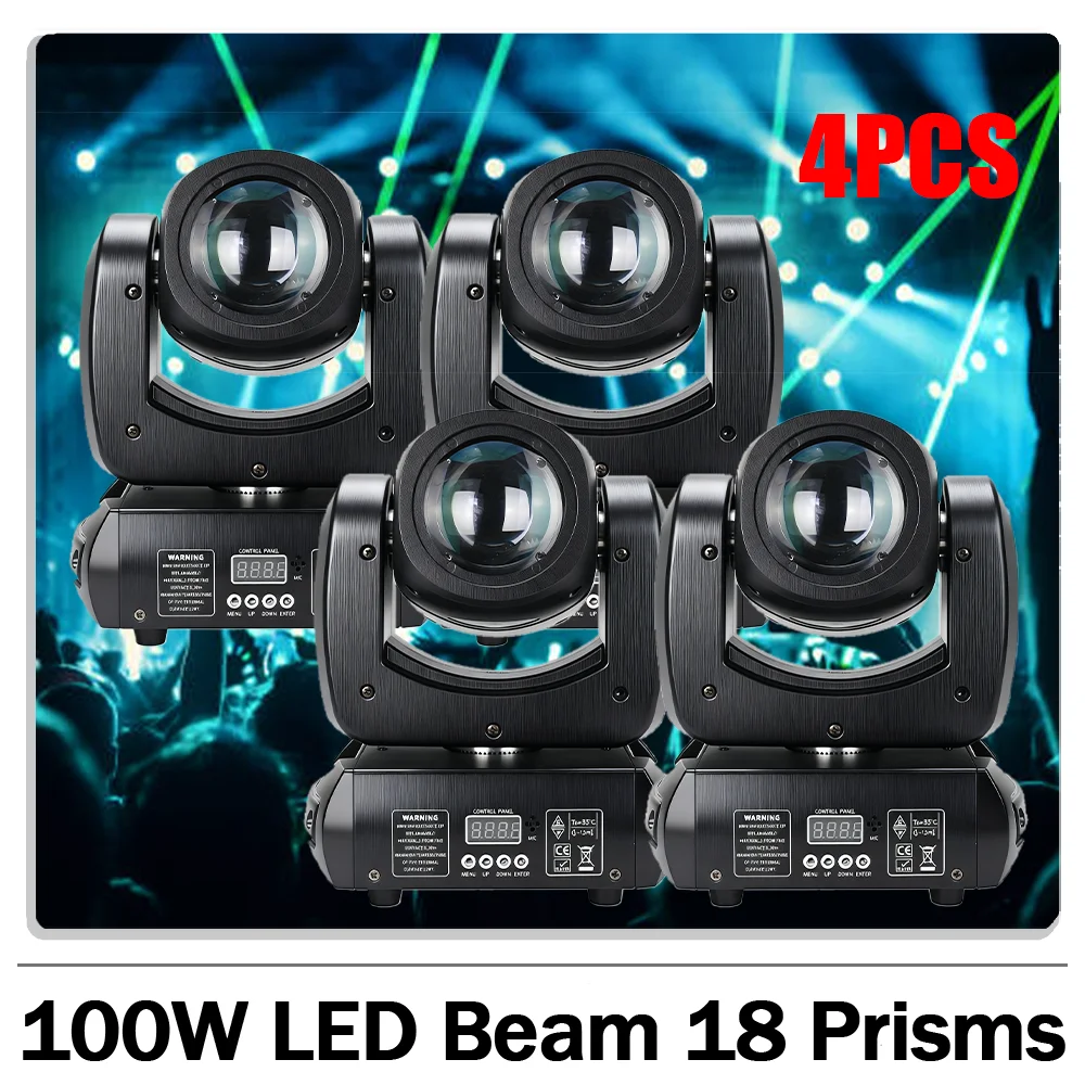 4pc 100W LED Beam Moving head Light with 8 Gobos 8 Color 18 prisms DMX512 for DJ Disco party wedding Nightclub bar stage light
4pc 100W LED Beam Moving head Light with 8 Gobos 8 Color 18 prisms DMX512 for DJ Disco party wedding Nightclub bar stage light