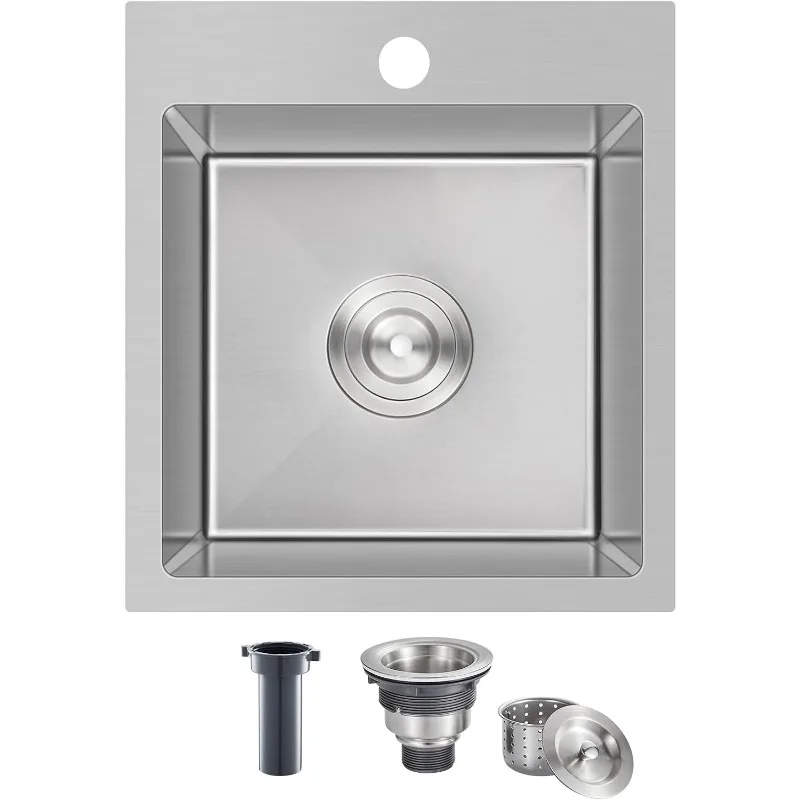 13 x 15 x 8 inch Drop in Bar Sink, Small Kitchen Sink Topmount Single Bowl, 304 Stainless Steel Bar Sinks Overmount Handmade
13 x 15 x 8 inch Drop in Bar Sink, Small Kitchen Sink Topmount Single Bowl, 304 Stainless Steel Bar Sinks Overmount Handmade