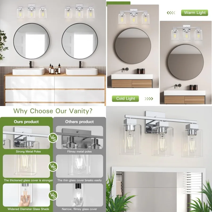 Bathroom Vanity - Bathroom Fixture Square Design and UL Certification, Bath Room Lighting Fixtures Over Mirror, Modern Vanity L
Bathroom Vanity - Bathroom Fixture Square Design and UL Certification, Bath Room Lighting Fixtures Over Mirror, Modern Vanity L