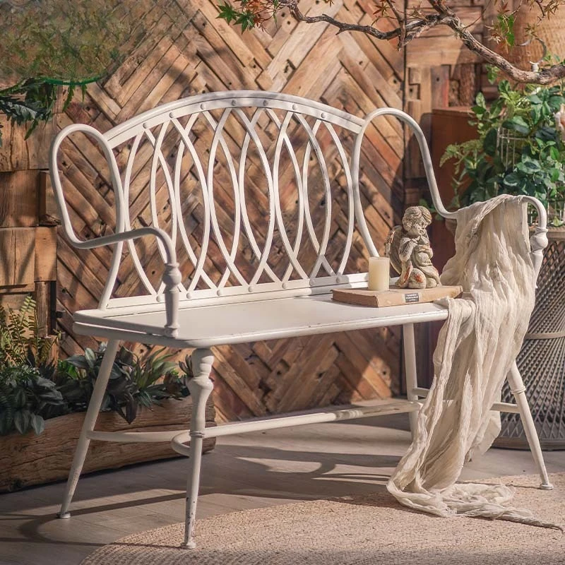 French romantic retro bench outdoor garden wrought iron back chair American style old courtyard double
French romantic retro bench outdoor garden wrought iron back chair American style old courtyard double