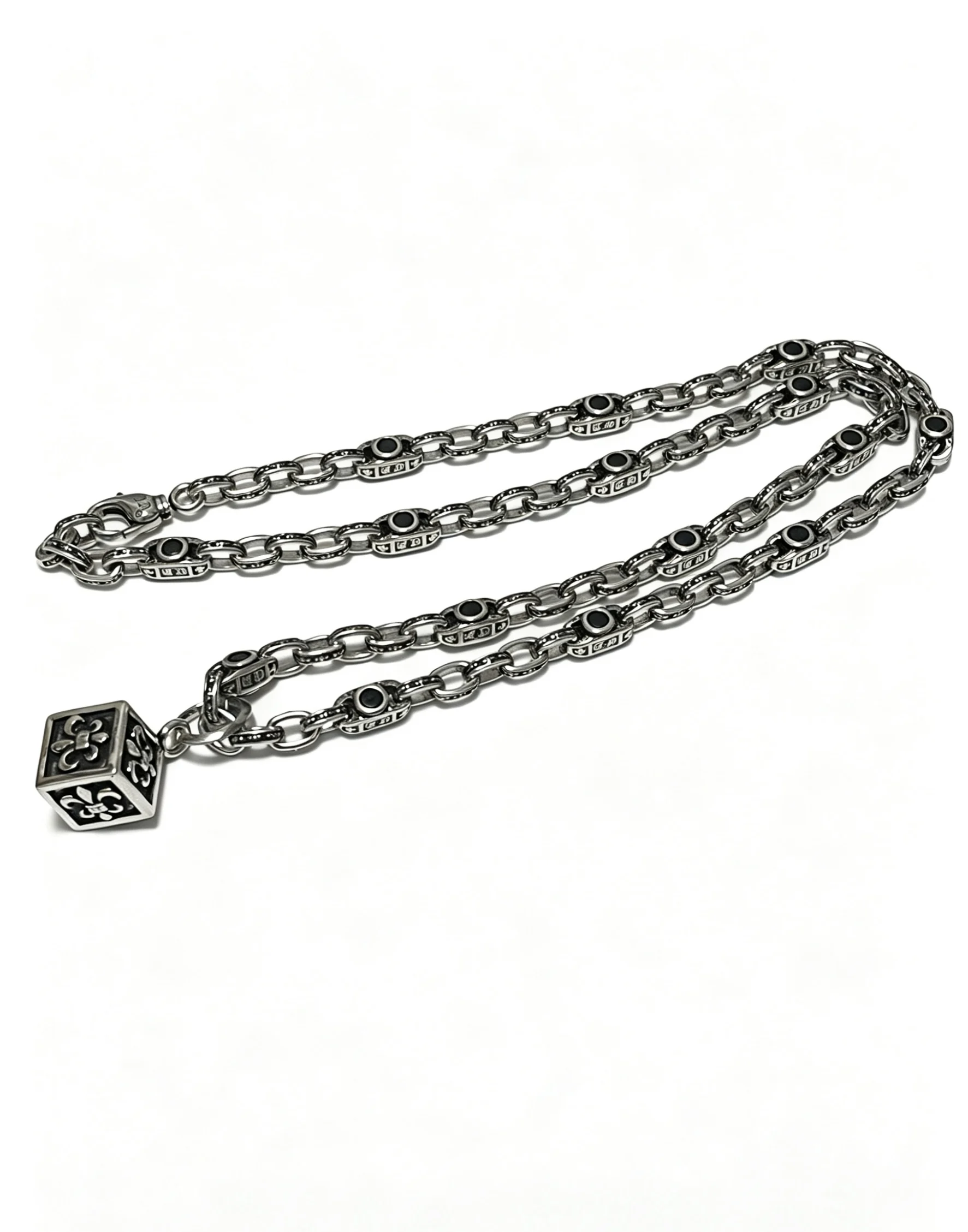 S925 Sterling Silver Charm Personality Design Dice Cross Flower CH Necklace Vintage Old Punk Sweater Chain
S925 Sterling Silver Charm Personality Design Dice Cross Flower CH Necklace Vintage Old Punk Sweater Chain