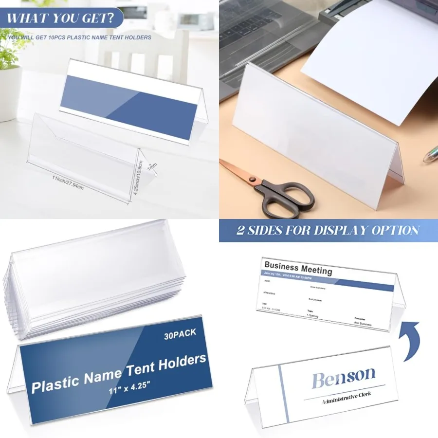 Pieces Clear Plastic Name Tent Holders Acrylic Name Plate for Desk PVC Card Tent Holder Desk Sign Frame for Table Office Busine
Pieces Clear Plastic Name Tent Holders Acrylic Name Plate for Desk PVC Card Tent Holder Desk Sign Frame for Table Office Busine