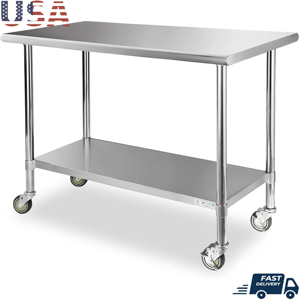 Commercial Grade Stainless Steel Work Table with Wheels Adjustable Undershelf Kitchen Garage Restaurant Laundry Use
Commercial Grade Stainless Steel Work Table with Wheels Adjustable Undershelf Kitchen Garage Restaurant Laundry Use