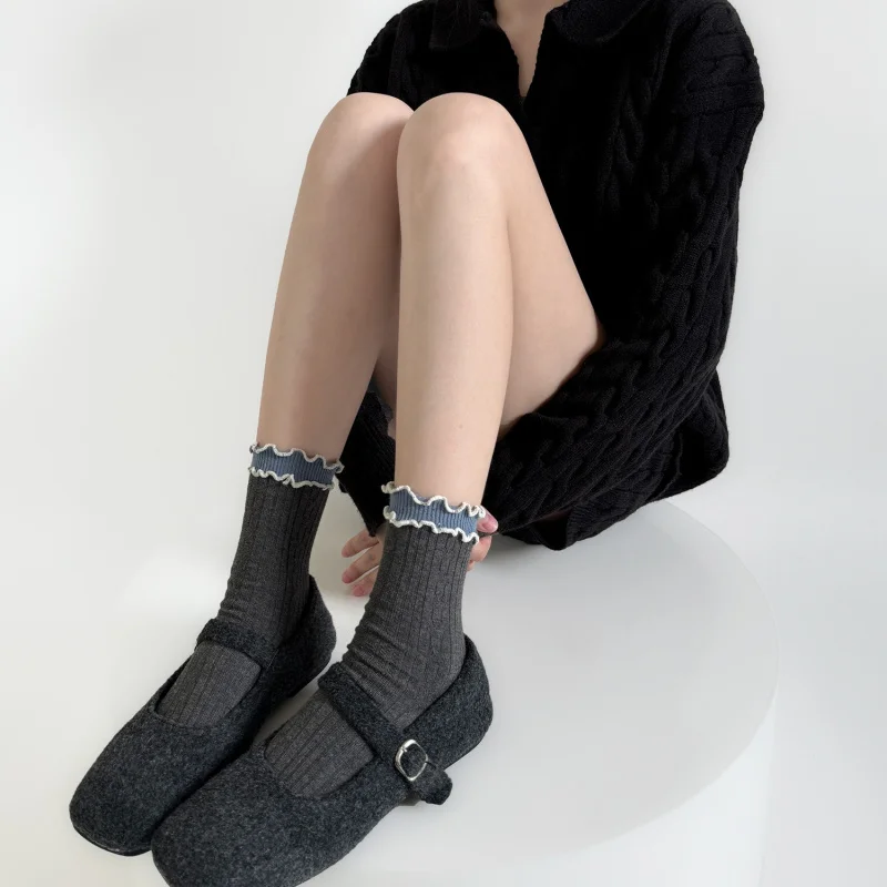 Color-Block Lace Mid-Calf Rolled Socks Autumn Color-Block Double-Layer Ruffled Korean Retro Pile Short Socks Spring Autumn
Color-Block Lace Mid-Calf Rolled Socks Autumn Color-Block Double-Layer Ruffled Korean Retro Pile Short Socks Spring Autumn