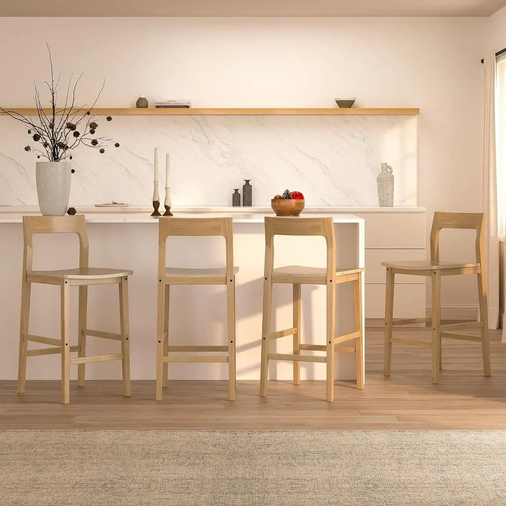 4-Piece Natural Oak Wooden Counter Height Bar Stools with Solid Wood Legs and Back
4-Piece Natural Oak Wooden Counter Height Bar Stools with Solid Wood Legs and Back