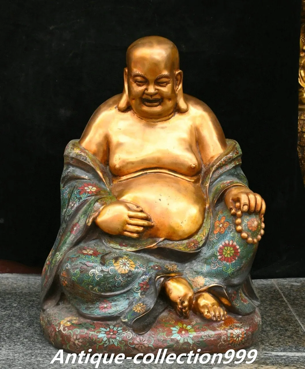 7 inch Qianlong Cloisonne Enamel Bronze Golden Lotus Happy Smile Maitreya Buddha Statue -
7 inch Qianlong Cloisonne Enamel Bronze Golden Lotus Happy Smile Maitreya Buddha Statue -