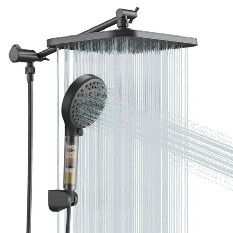 Handheld Shower Head Combo, 10 Spray Modes High-Pressure Handheld Showerhead with 12" Square Rainfall Shower Combo, Dual Shower
Handheld Shower Head Combo, 10 Spray Modes High-Pressure Handheld Showerhead with 12" Square Rainfall Shower Combo, Dual Shower