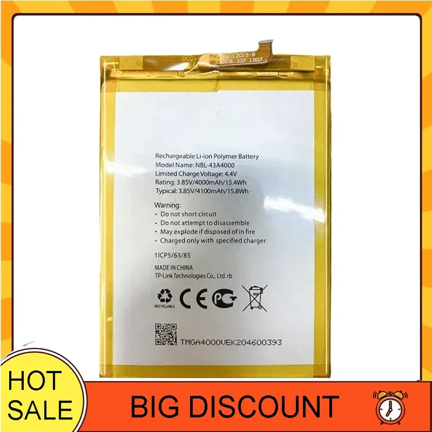 4100mAh High Capacity Battery for TP-Link Neffos X20/X20 Pro TP7071A TP9131A
4100mAh High Capacity Battery for TP-Link Neffos X20/X20 Pro TP7071A TP9131A