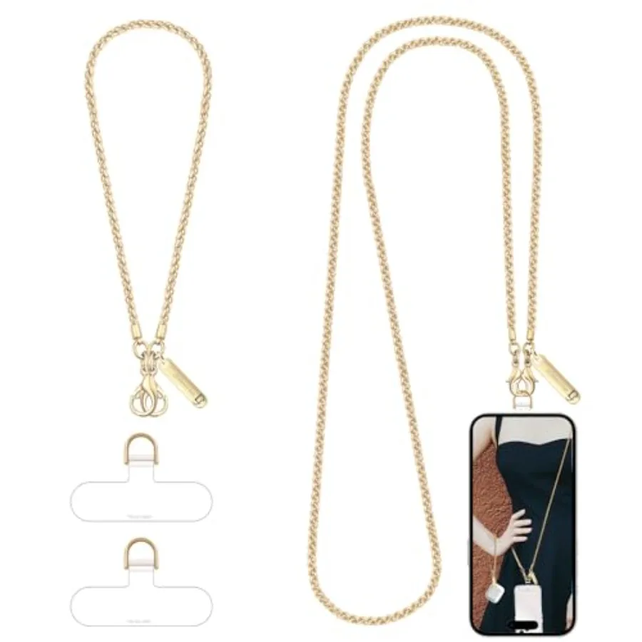 Metal Phone Chain, Crossbody Detachable Phone Lanyard with 1*Wrist Strap and 2* Tether Tabs for iPhone and Smartphones
Metal Phone Chain, Crossbody Detachable Phone Lanyard with 1*Wrist Strap and 2* Tether Tabs for iPhone and Smartphones